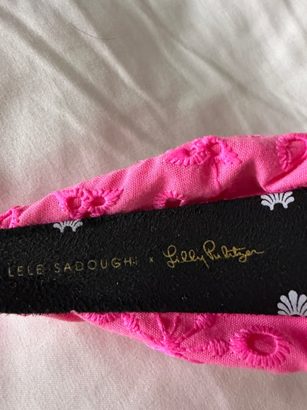 Lele Sadoughi x Lilly Pulitzer Pink Knotted Embroidered Headband - Picture 4 of 4